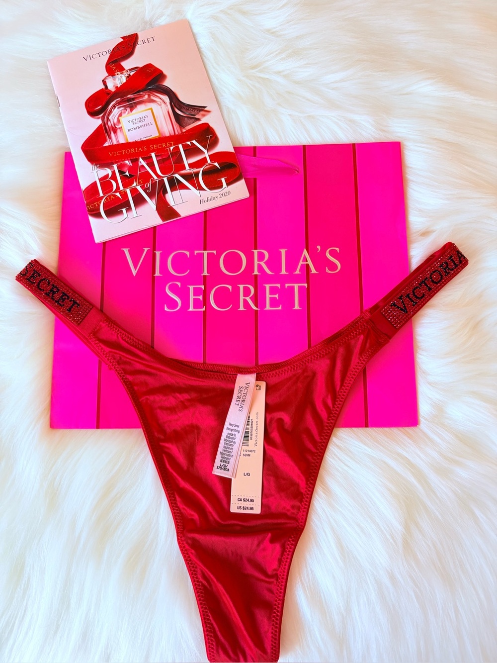 ❤️❤️Victoria’s Secret logo shine strap panty (L)❤️❤️